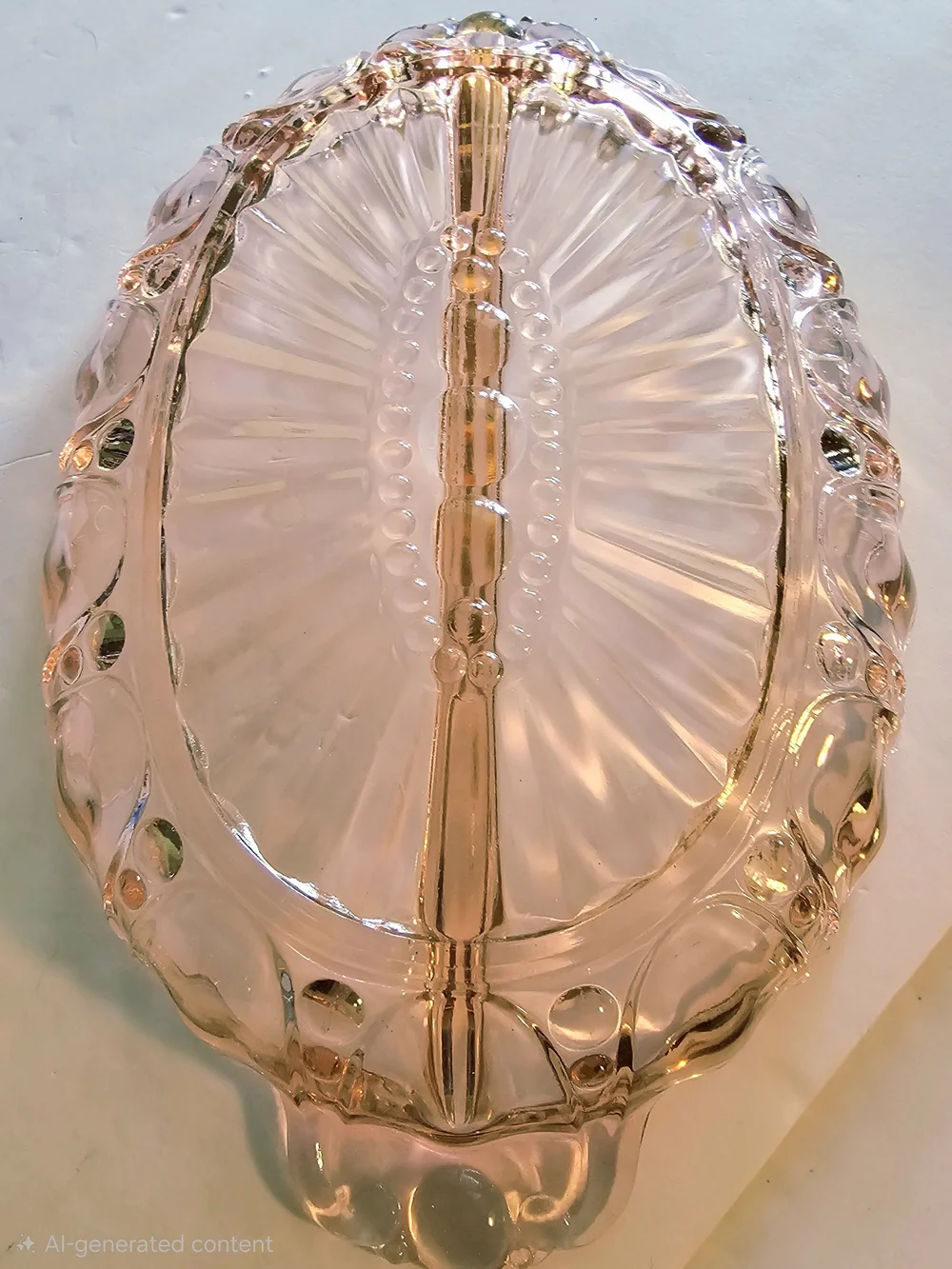 Vintage 1930's Anchor Hocking Relish Dish Depression Glass "Oyster & Pearl" - Picture 5 of 9